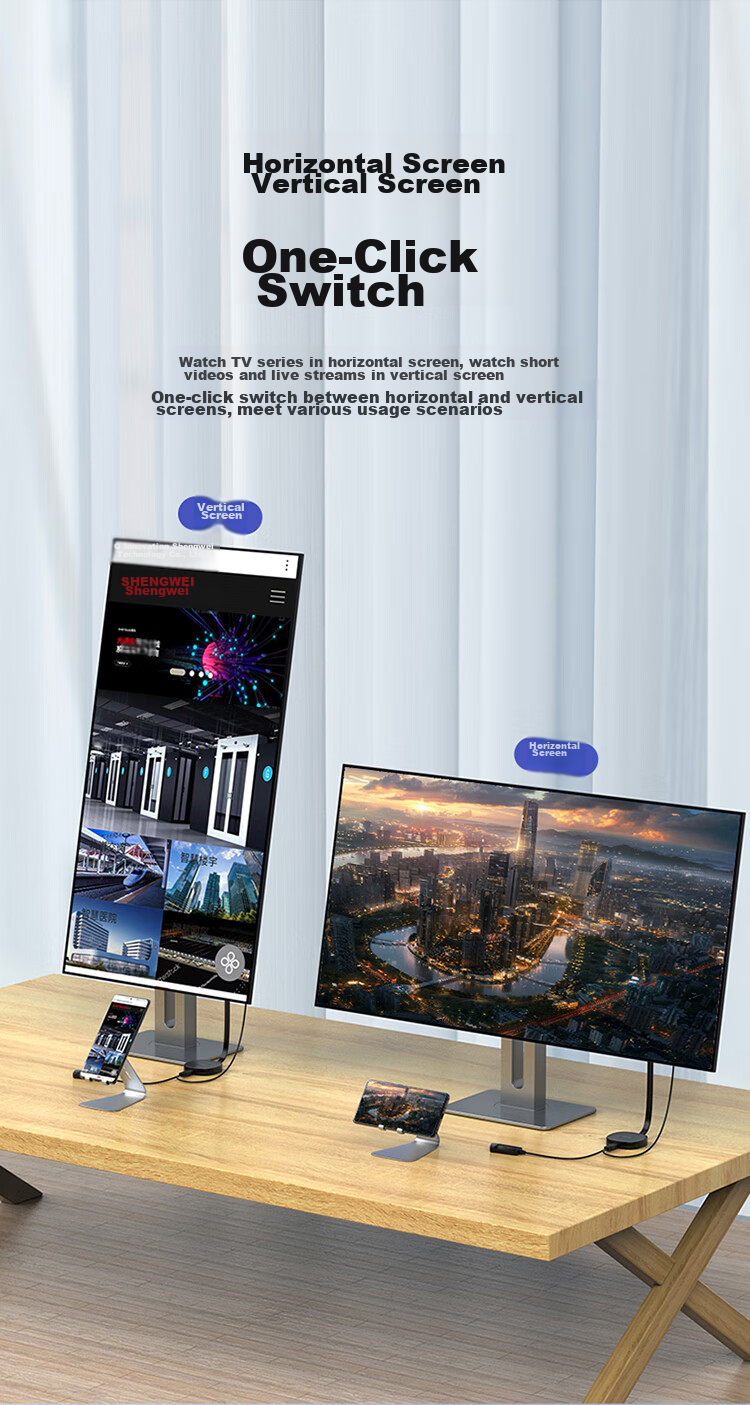 Shengwei Беспроводное устройство для зеркалирования экрана, 5G, горизонтальный и вертикальный экран, синхронизация аудио и видео, универсальный инструмент, совместимый с Apple и Android телефонами и ноутбуками для подключения к телевизорам DHD0010G