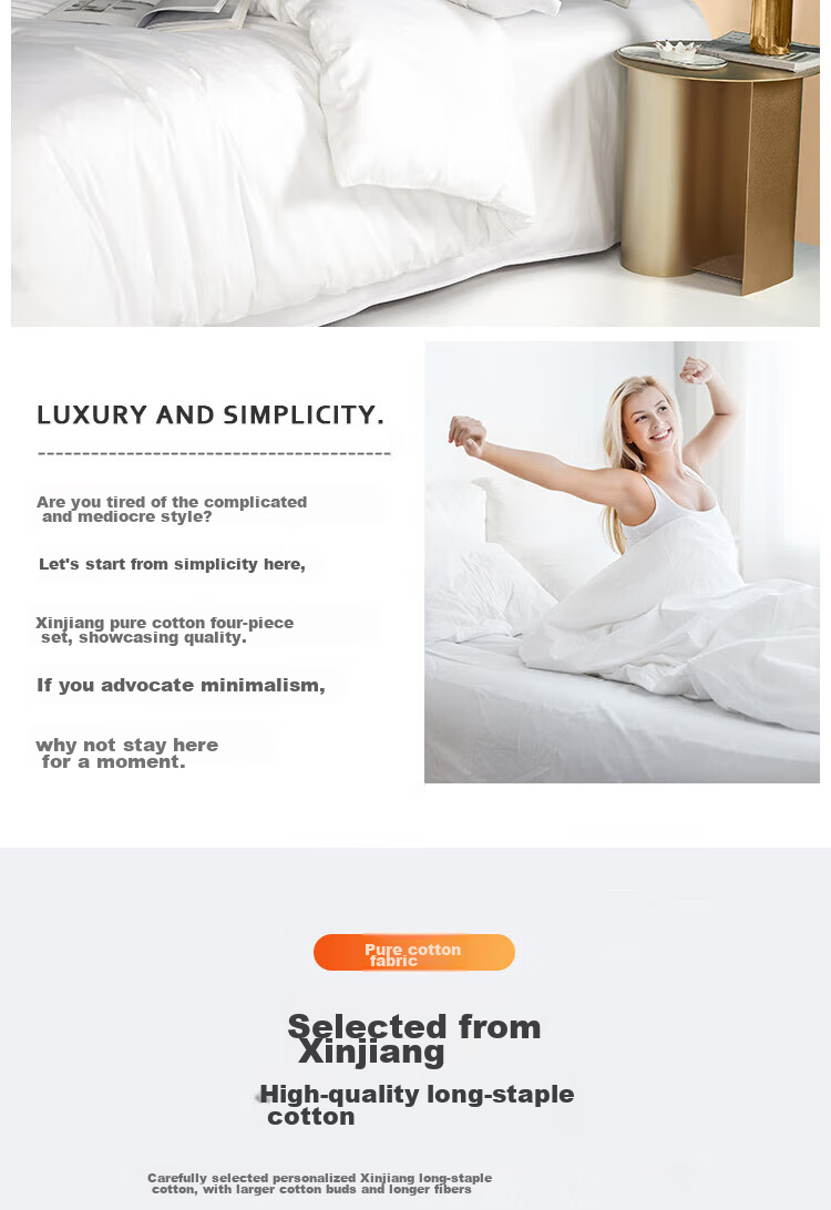 Постельное белье Ranpai Hotel, 100% хлопок, размер 220x240 см, для кровати 1.8 метра, цвет белый