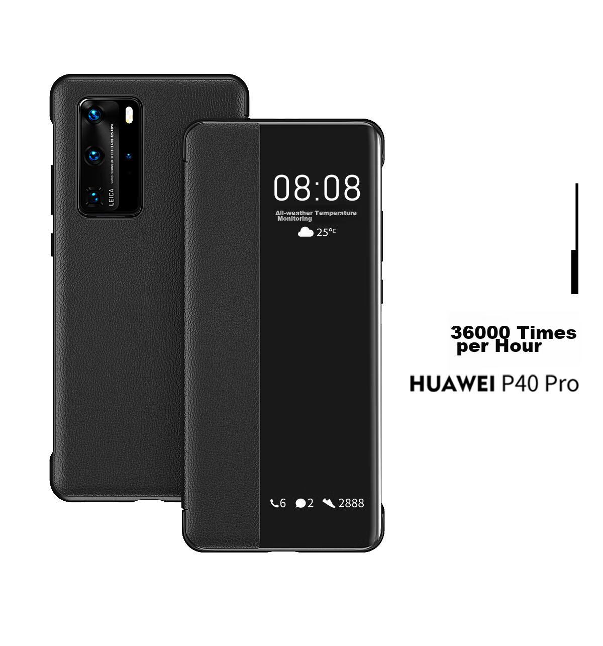 Чехол-книжка ZhengJian из натуральной кожи для Huawei P40 Pro, с окном Smart View, черный