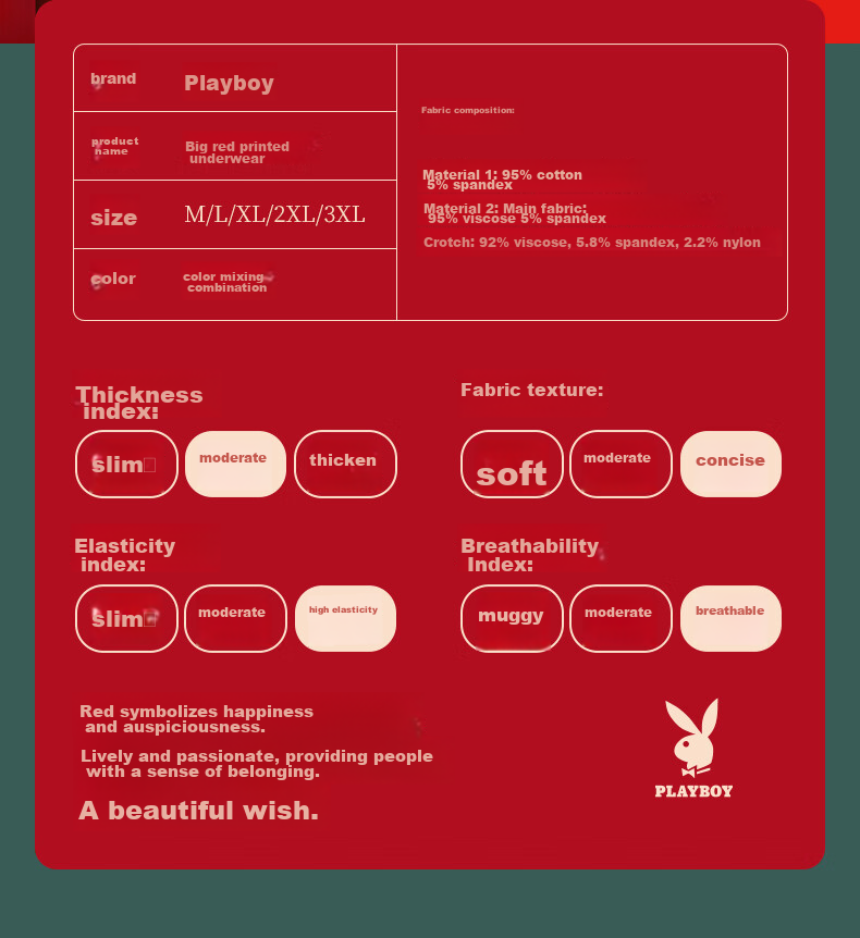 Мужские трусы PLAYBOY, серия "Год Лошади", ярко-красные, боксеры, 3 шт.