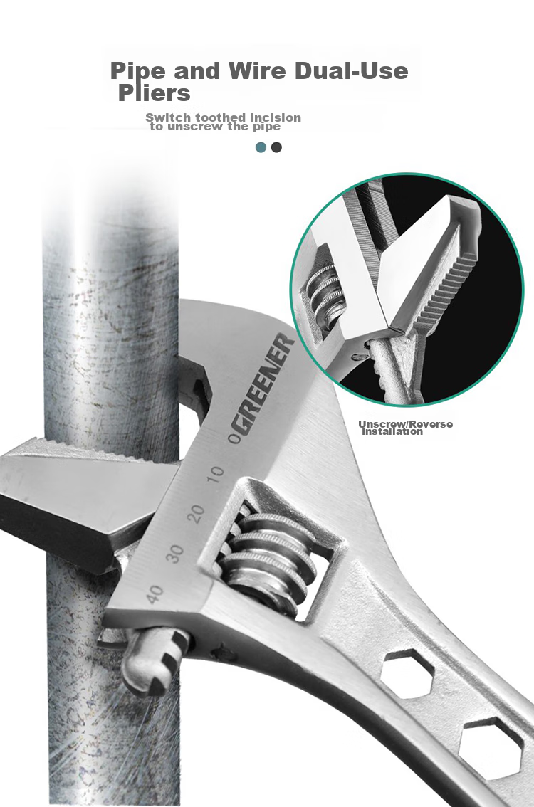 REVERSIBLE Adjustable Wrench, Multi-Purpose Household Fastener, Industrial Grade, 10-Inch Dual-Use Adjustable Wrench, 250mm