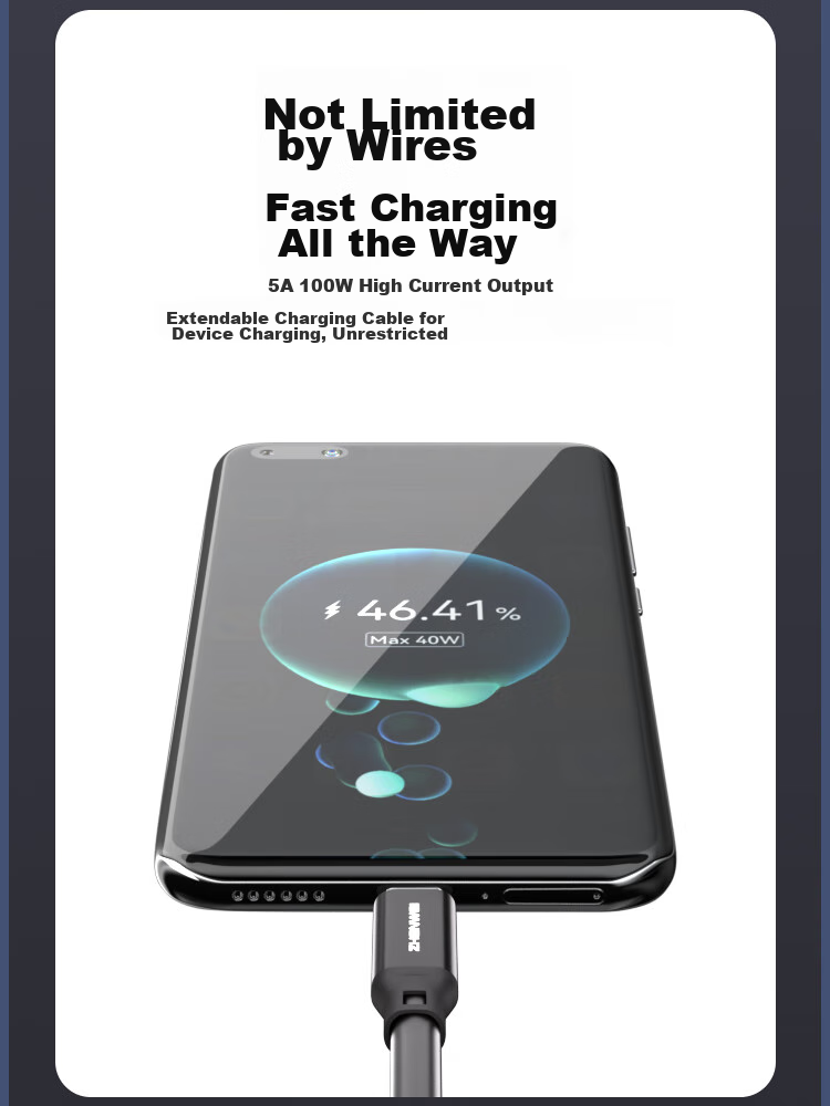 Кабель-удлинитель ZHENWEI Type-C, PD100W, USB 3.2 Gen2, 2 метра, черный