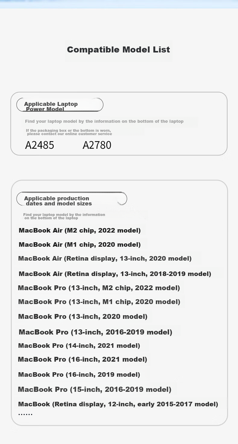 Зарядное устройство mryc для Apple MacBook Pro/Air, 140W, Type-C to MagSafe 3, USB-C кабель 2 метра