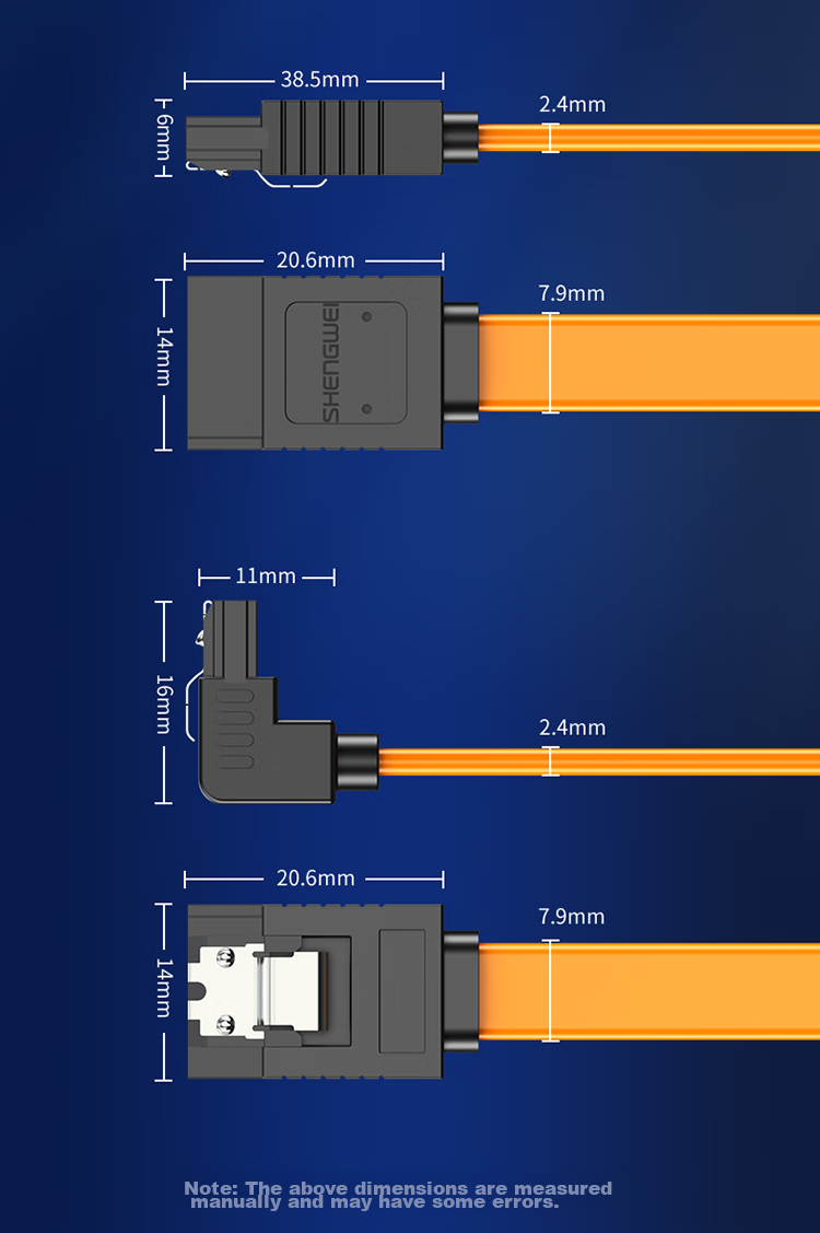 Кабель SATA 3.0 Shengwei SAT-110, 1 м, черный, с прямыми разъемами