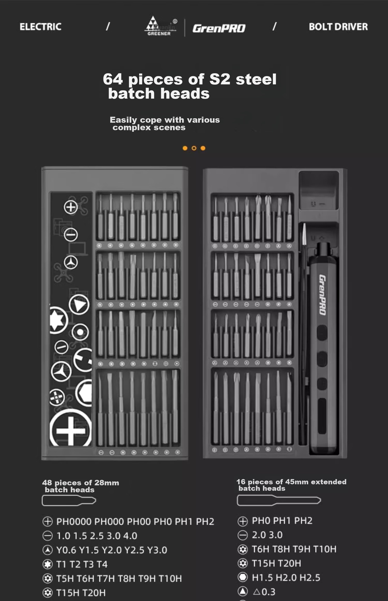 Аккумуляторная отвертка GREENER Electric Screwdriver Set, 68-In Multifunctional Rechargeable Household Compact Precision Repair Screwdriver + Disassembly Tools