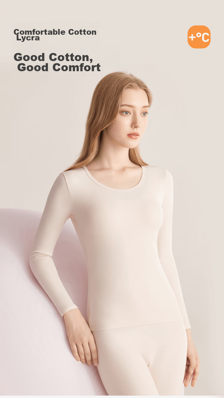 Женский комплект термобелья Dushiliren, 95% хлопок Lycra, антибактериальный, бесшовный, осенний топ и брюки