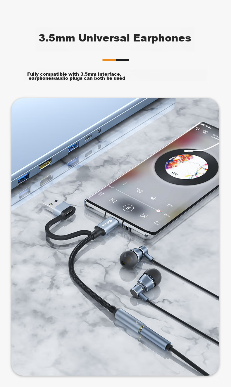 Внешняя звуковая карта BIAZE Type-C/USB, с ЦАП, для подключения к ПК, ноутбуку, телефону, конвертер 3.5 мм для наушников, микрофона, динамиков