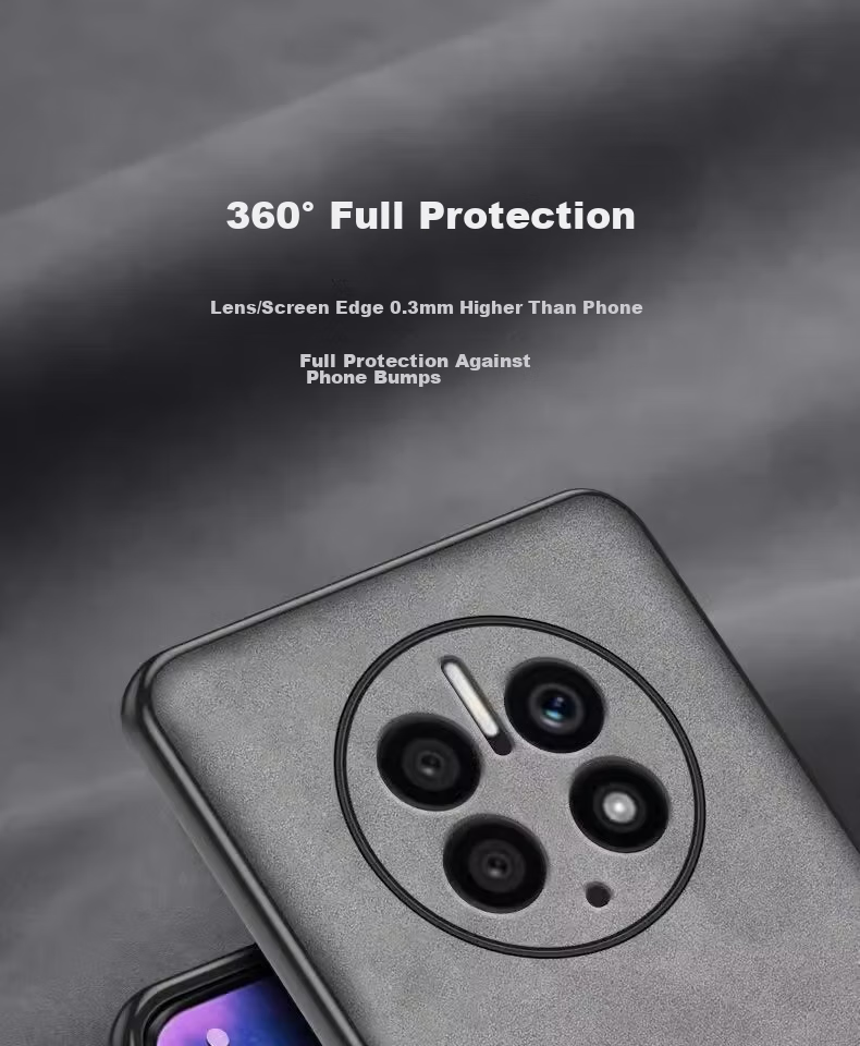 Чехол POZZO для Huawei Mate 50, противоударный, с полной защитой объектива, из мягкой кожи ягненка, серый
