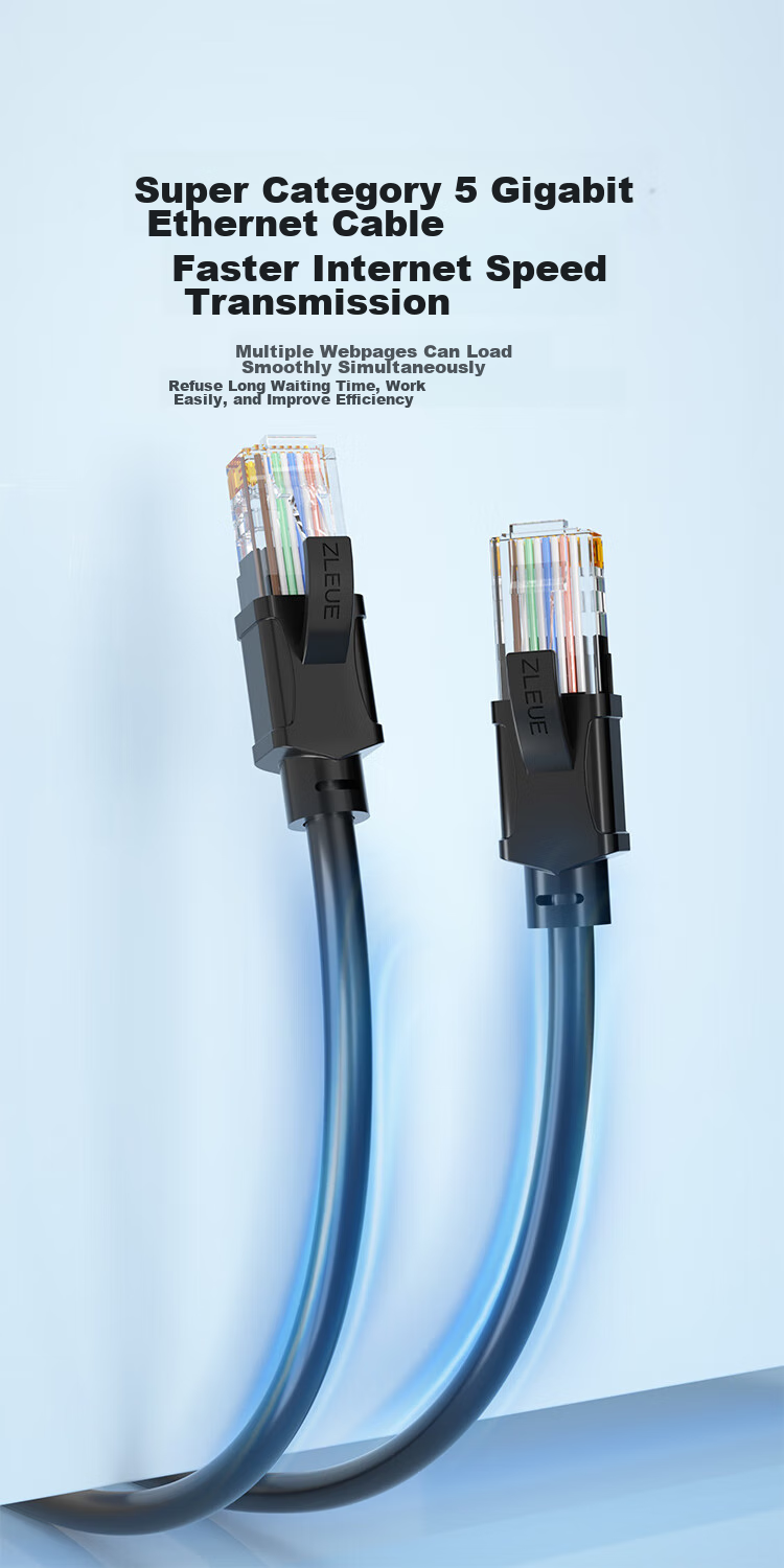 Сетевой кабель ZLEUE CAT5e Gigabit Ethernet, 2 метра, черный