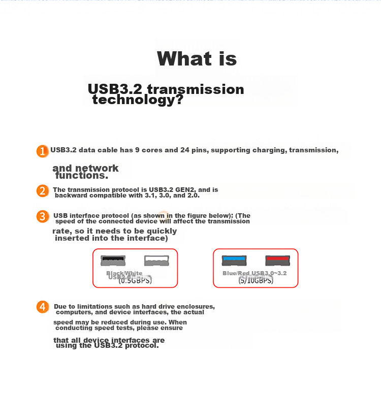 Кабель Shengwei USB 3.2 на Type-C, 10 Гбит/с, для внешних жестких дисков, коммутаторов, компьютеров, камер, Apple, Huawei, Samsung, 0.5 метра