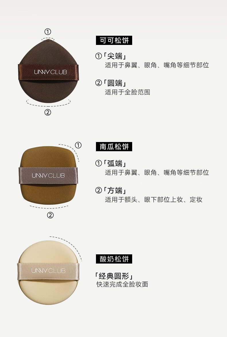 悠宜（unny club）多效粉扑3个装（ 美妆蛋气垫不吃粉海绵化妆蛋 干湿两用）