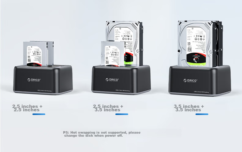 Внешний корпус ORICO 6819C3 для HDD/SSD 2.5/3.5 дюйма SATA, Type-C 3.2 Gen2 (10Gbps), черный