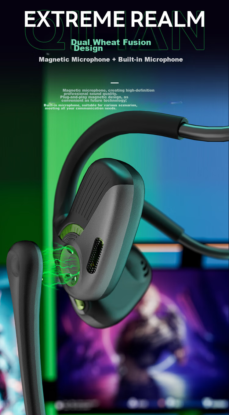Беспроводные игровые наушники Qilian A7, 2.4G/Bluetooth 5.4, накладные, с микрофоном, IPX5, черный