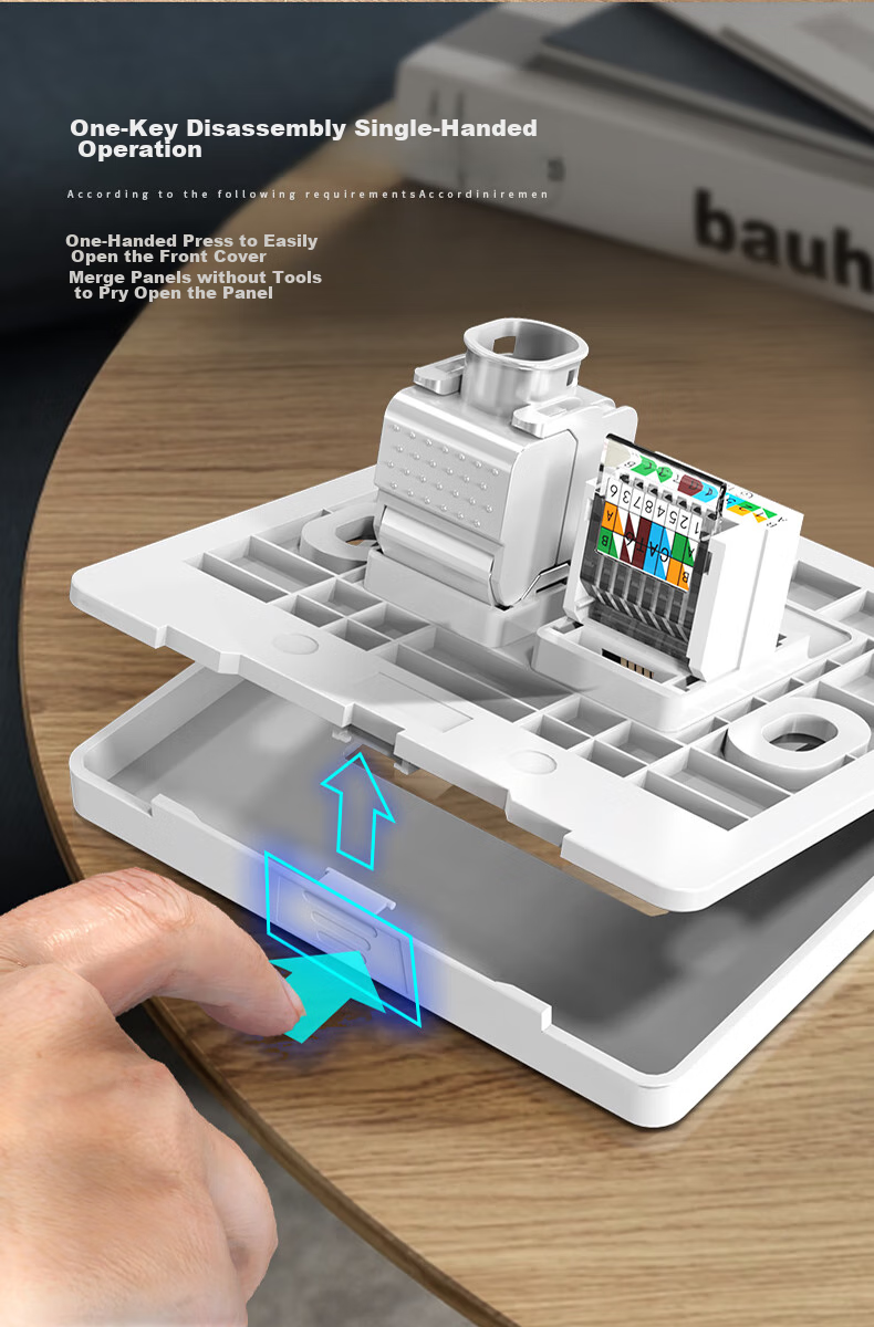 Панель для компьютерной розетки AUCAS Universal Ultra-Five/six/seven, усиленная, 86-типовая, с сетевым портом, подходит для информационного модуля телефона, без модуля, белая, ACFP02