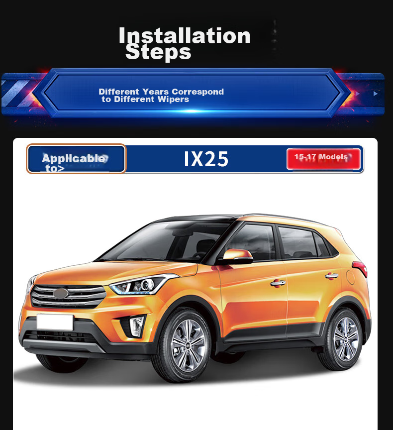 Бескаркасные щетки стеклоочистителя YITU для Hyundai ix25/ix35 (2015-2017), 2 шт., 26 и 16 дюймов, резиновая полоса, U-образное крепление
