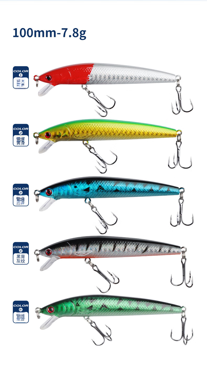 Искусственная приманка Xionghuo Minnow, 5 шт., 7.8 г, медленно тонущая, для пресной и соленой воды, реалистичная