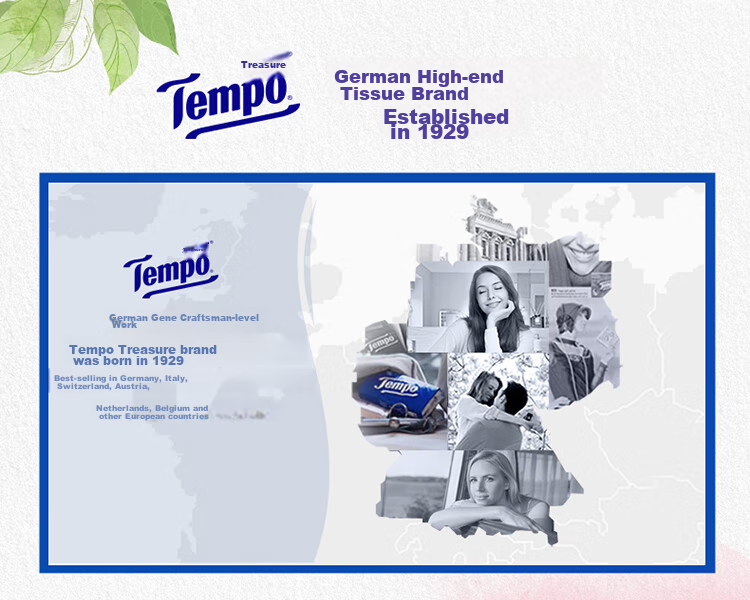 Бумажные салфетки TEMPO Yibo's Choice, сладкий персик, 4 слоя, 90 листов*16 упаковок, влагостойкие и прочные