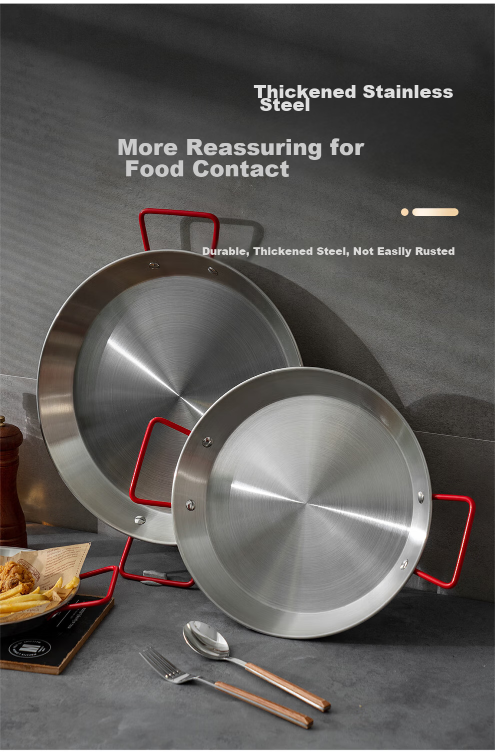 Тарелка Onlycook из нержавеющей стали, сервировочное блюдо для дома, закусочная тарелка с двойными ручками, для морепродуктов, диаметр 28 см