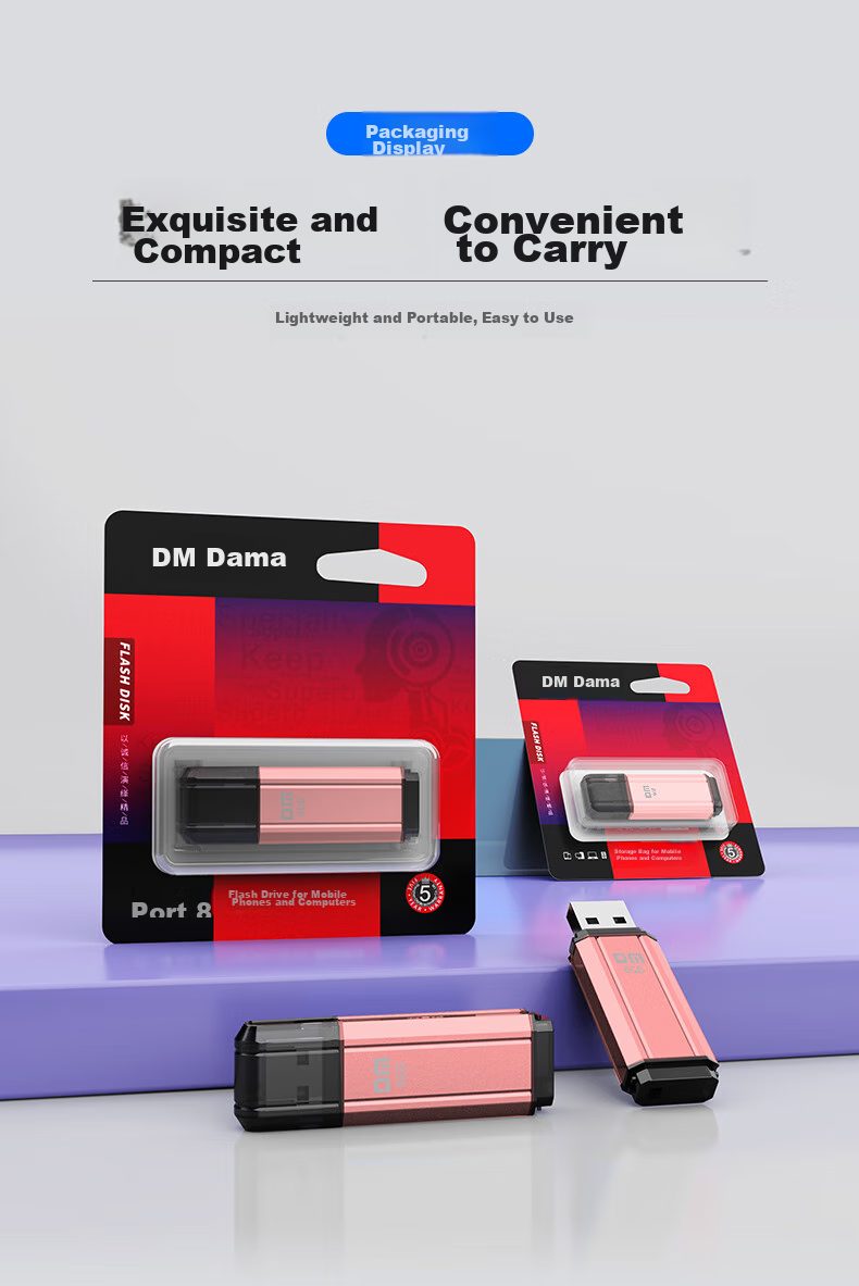 USB-накопитель DM PD206, 8GB, USB 2.0, металлический корпус, розовый