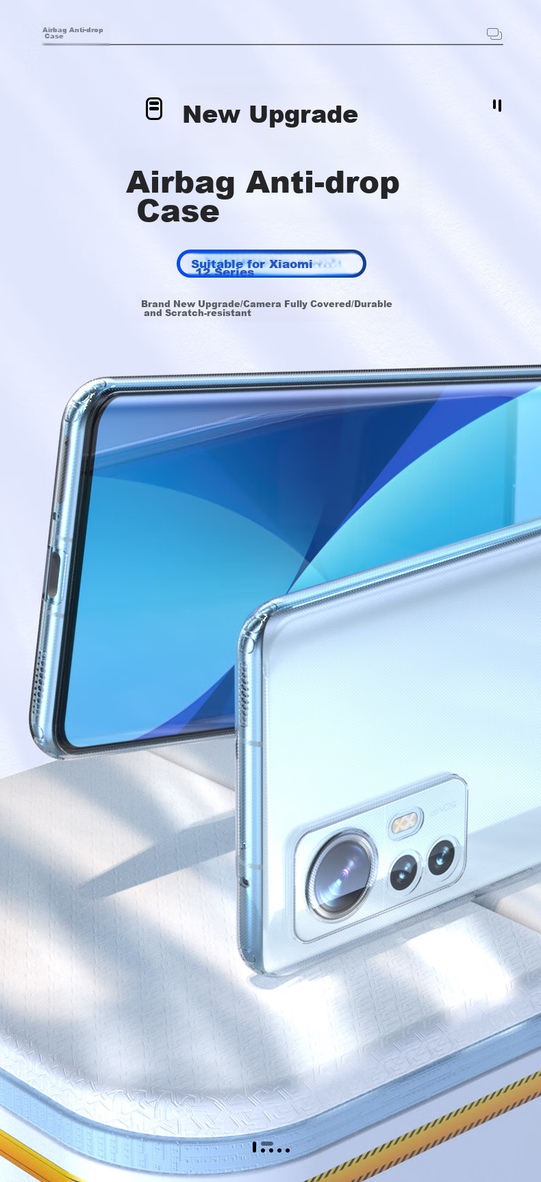 Чехол LLUNC для Xiaomi 12/12X/12S, защита линз, прозрачный, противоударный, тонкий TPU, бизнес-стиль
