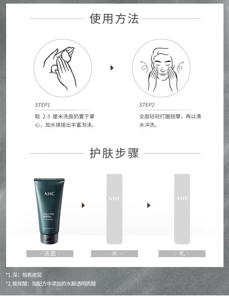 AHC男士平衡舒缓洗面奶180ml 控油清爽洁面乳护肤品 生日礼物