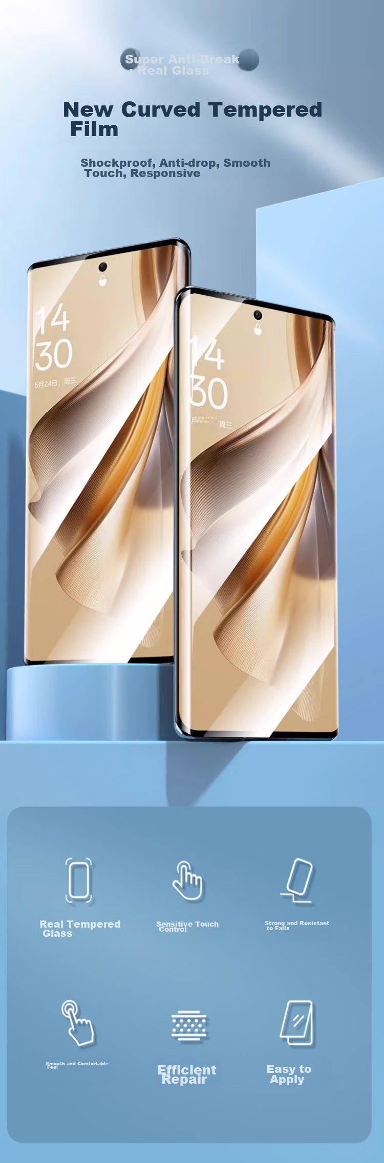 Защитное стекло MAIKUQI для OPPO Reno10/10Pro/10Pro+, противоударное, антибликовое, 1 шт.