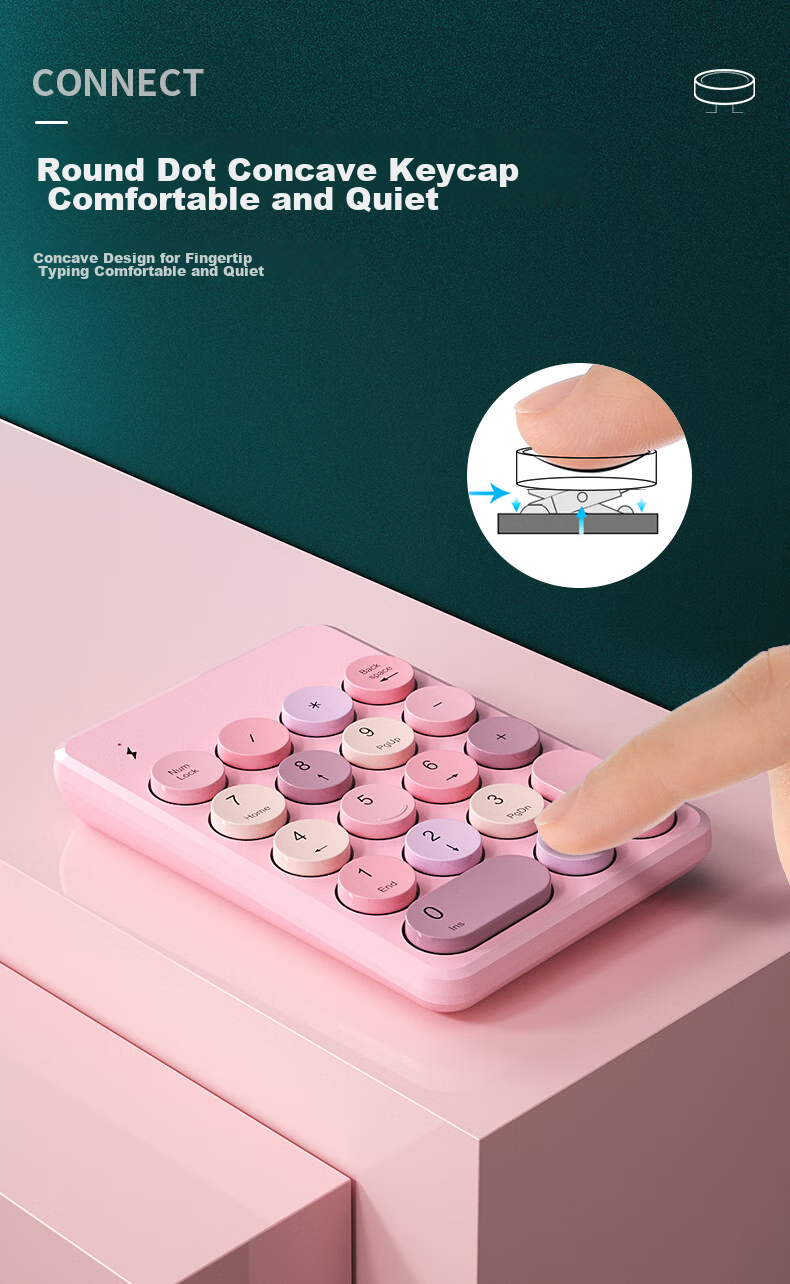 Беспроводная мини-клавиатура B.O.W K155, цвет розовый