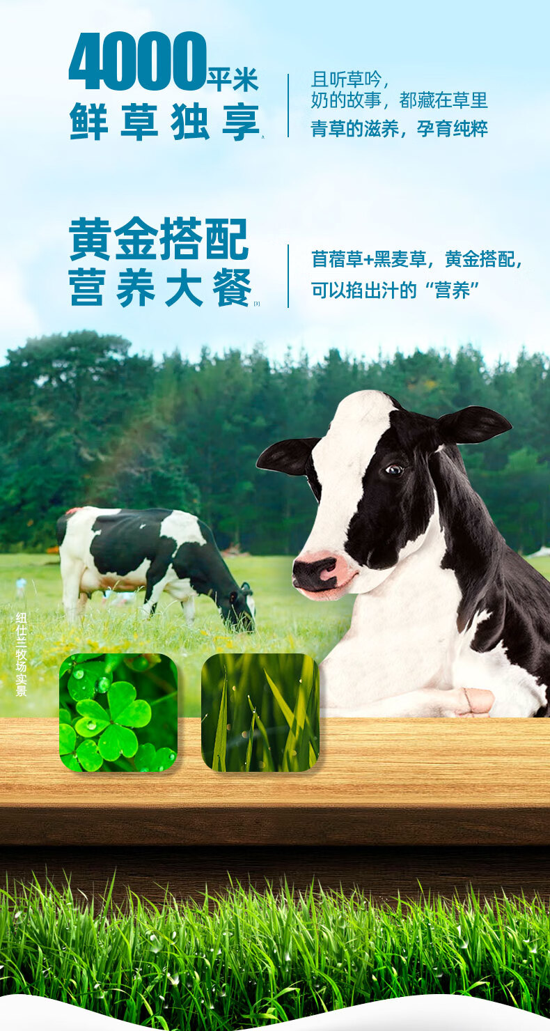 新西兰进口牛奶纽仕兰3.5g蛋白质全脂纯牛奶乳品 250ml*6（6连包）