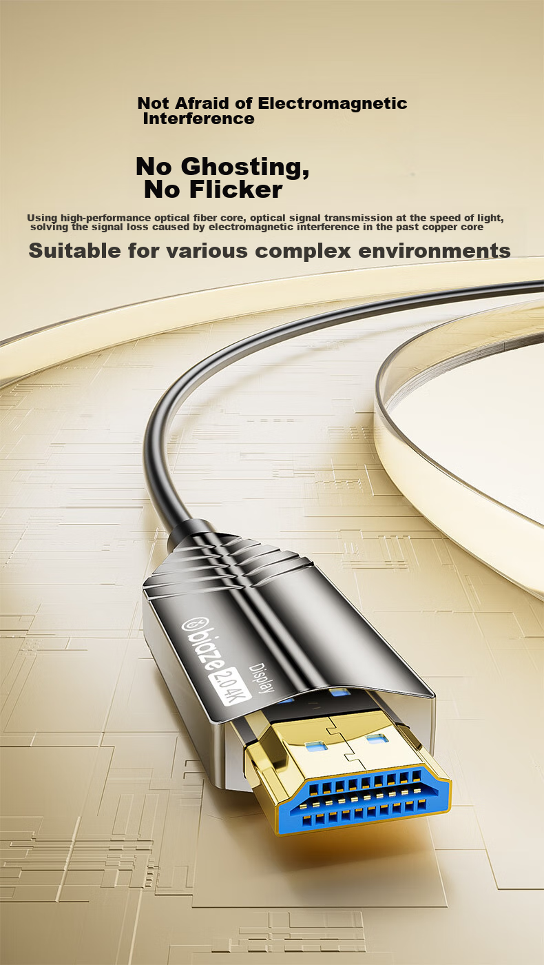 Оптический кабель BIAZE HDMI версии 2.0, 50 метров, для подключения компьютера, телевизора, проектора, домашнего кинотеатра, HX33