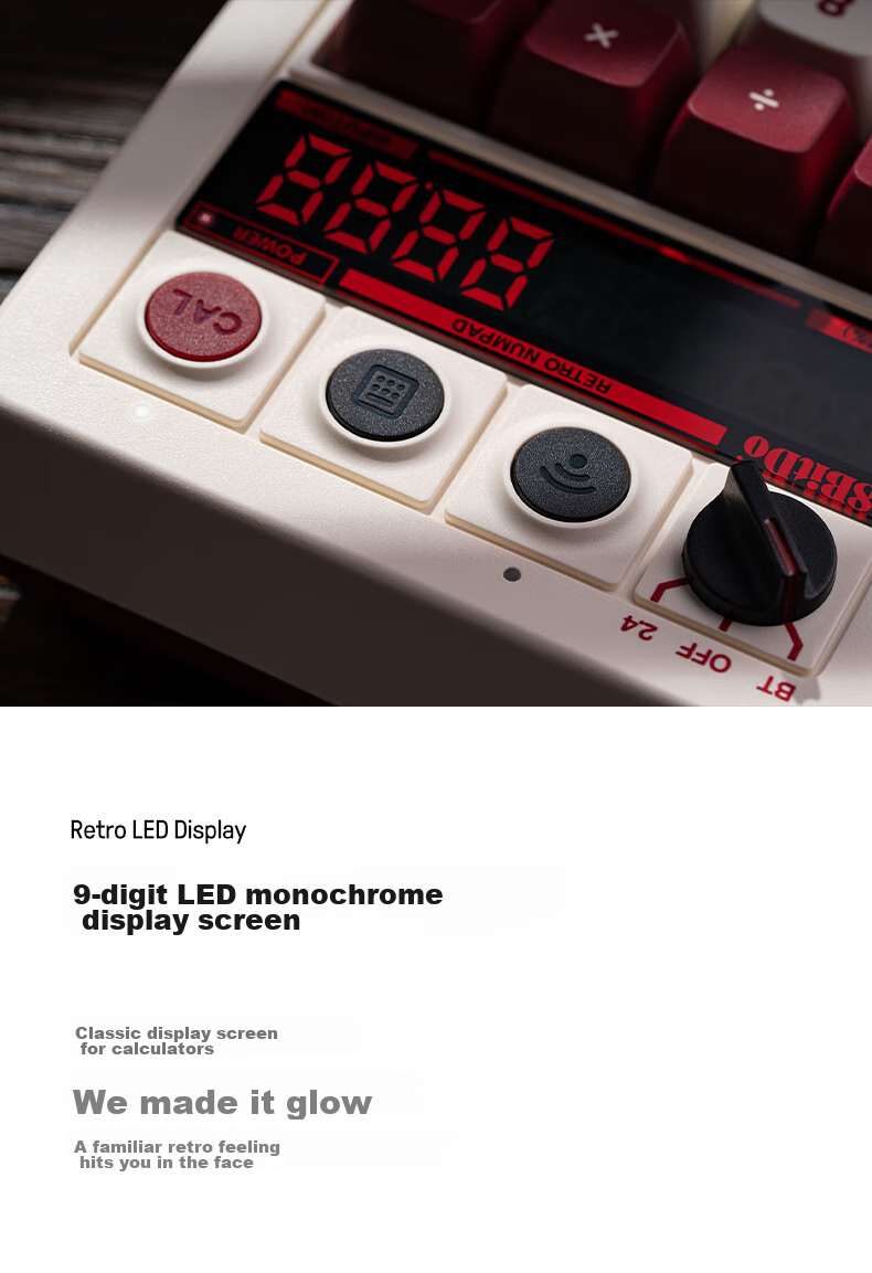 Компактная механическая клавиатура 8BitDo Retro18 Digital Keyboard, 3 режима подключения (Bluetooth, 2.4G, проводное), белая