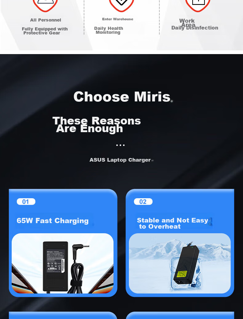 Зарядное устройство Mryc для ноутбука ASUS, 19V 3.42A, 65W, с кабелем питания, подходит для моделей Mryc ASUS Laptop Charger, Shenzhou Xuanlong Zhanshen K610D, Haier Power Adapter Cable, с маленькой круглой головкой 4.0*1.7