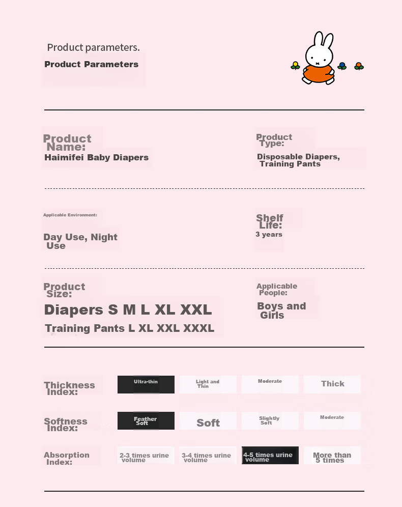 Подгузники-трусики Solove Miffy Hi Miffy XXXL, 22 шт., для детей от 17 кг