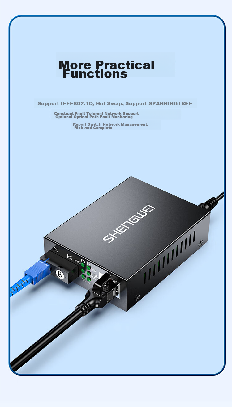 Shengwei BGHA203 - Одномодовый одноволоконный оптический трансивер Gigabit Ethernet, конвертер, SC-интерфейс, 2 км, пара