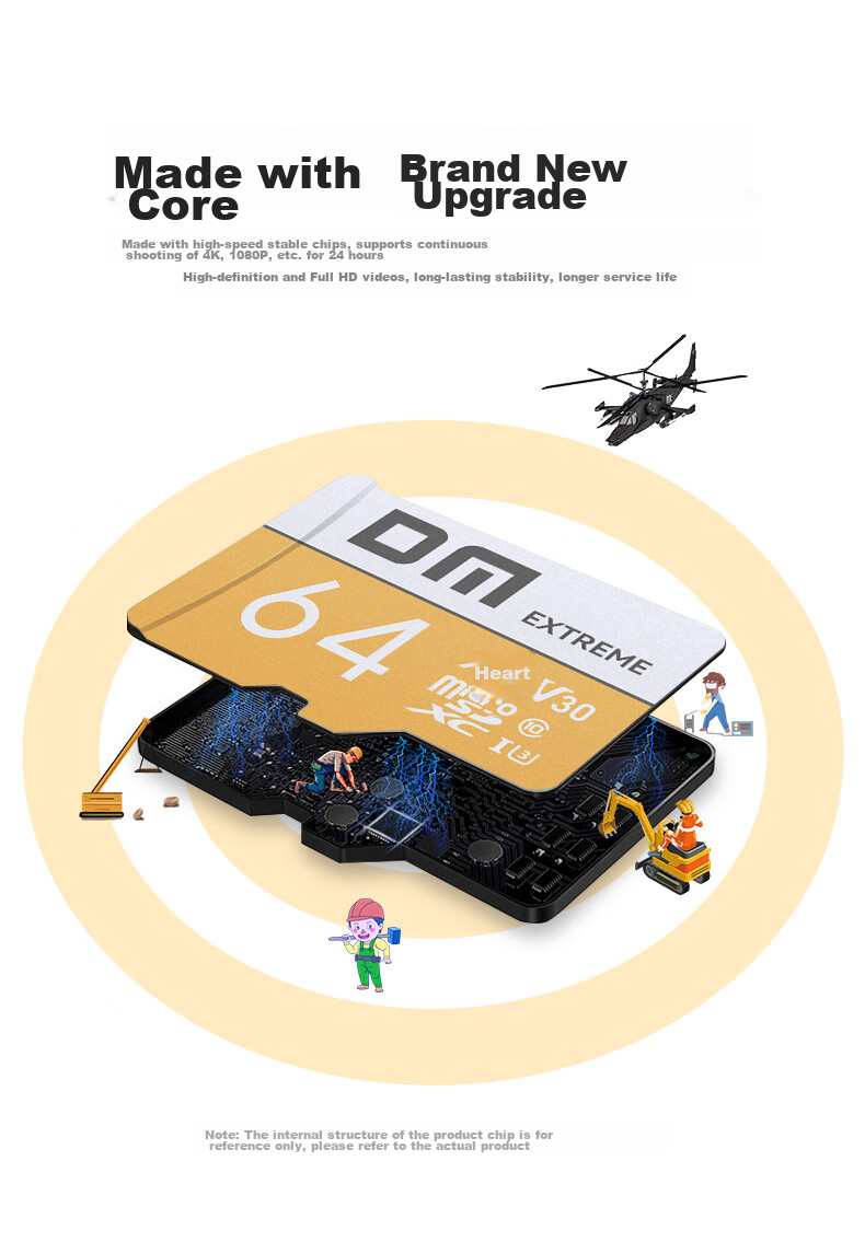 Карта памяти DM Gold Card A2 V30, 64 ГБ, TF (MicroSD), для игровых телефонов, видеорегистраторов, камер наблюдения, высокоскоростная внутренняя карта памяти