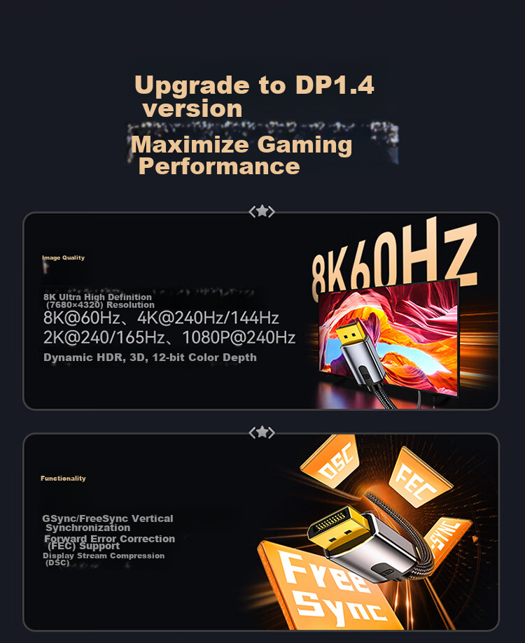 Кабель SAMZHE DP 1.4, 8K, 1.5 метра, DPO-15