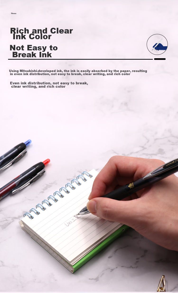 Гелевая ручка Uni Mitsubishi UMN-207, 0.5 мм, черная, набор 12 шт.