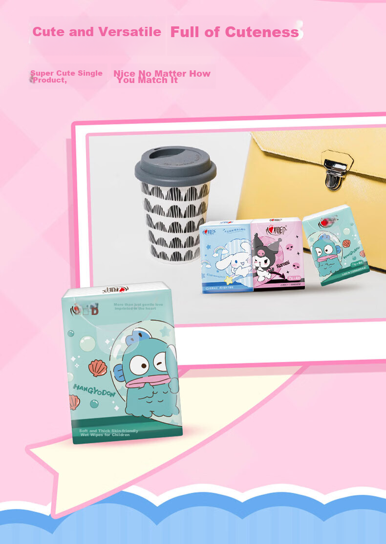 Бумажные платочки Mind Act Upon Mind, 4 слоя, 7 шт. в упаковке, издание Sanrio Co-Branded IP, печатаные, портативные, не рвутся легко, 12 упаковок в коробке
