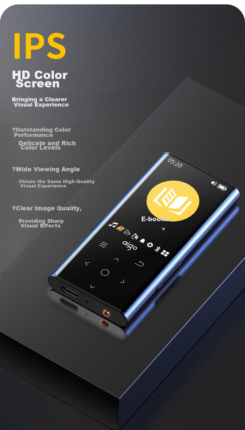 MP3-плеер Aigo 801, 16 Гб, с Bluetooth и внешним динамиком, портативный музыкальный плеер для студентов, сенсорные кнопки