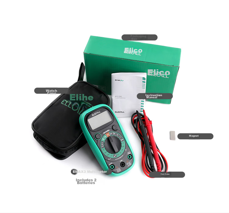 Мультиметр ELECALL EMAX3+, портативный, высокоточный, антистатический, цифровой, компактный, умный, для электрика, с чехлом