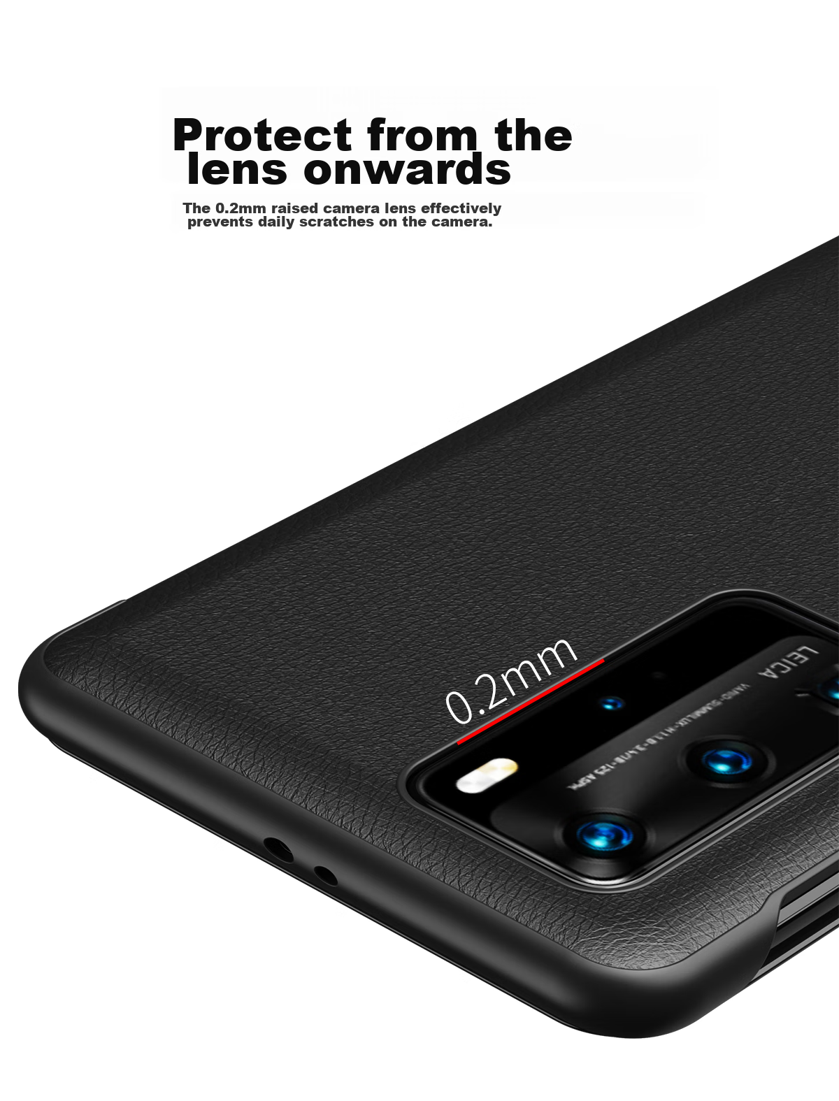 Чехол-книжка ZhengJian из натуральной кожи для Huawei P40 Pro, с окном Smart View, черный