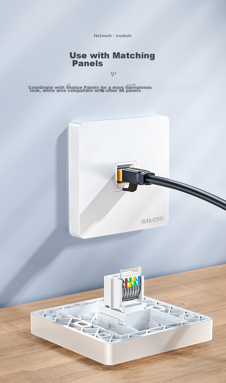 Модуль сети SAMZHE Cat5e, безвинтовой, RJ45, гнездо, прямой, MKC51