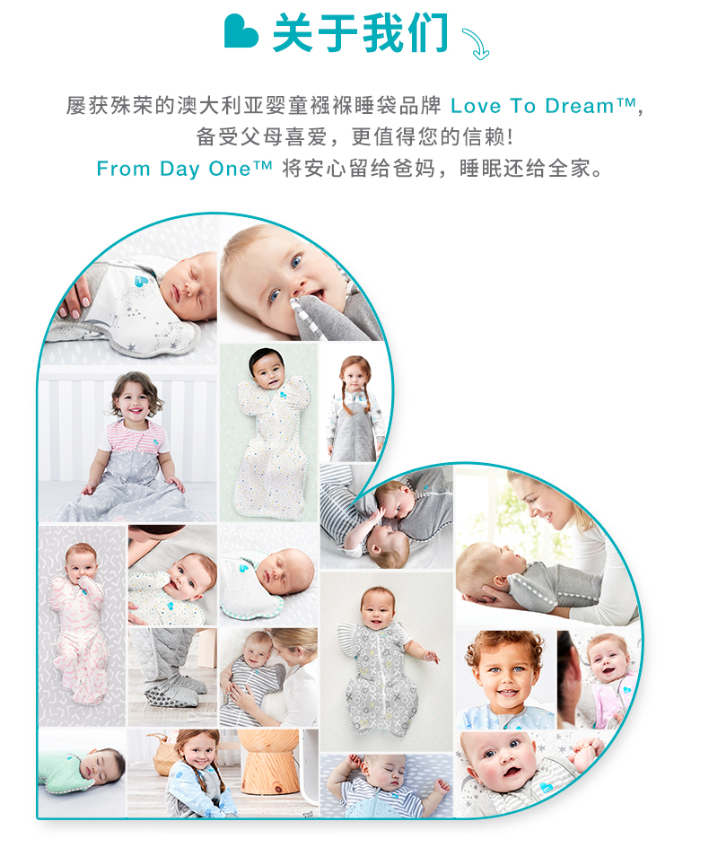 Love to dream 婴儿睡袋襁褓防踢被四季通用款防惊跳投降式睡袋 灰色 四季通用款 1.0TOG M码:8-15斤