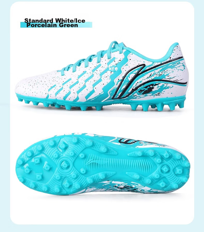 Детские футбольные бутсы Li-Ning MG, для подростков, мальчиков и девочек, нескользящие, износостойкие, профессиональные, зеленые, размер 32