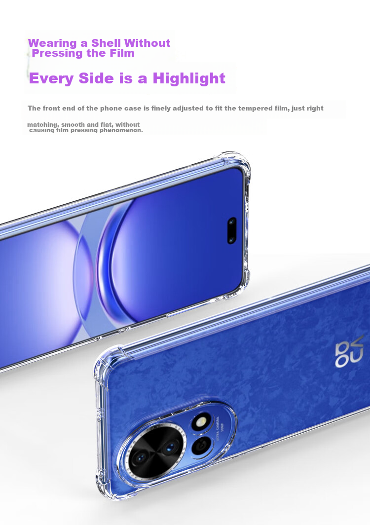 Чехол ESCAPE для Huawei Nova 12 Pro/Ultra, противоударный с защитой всех линз, прозрачный, с магнитным кольцом