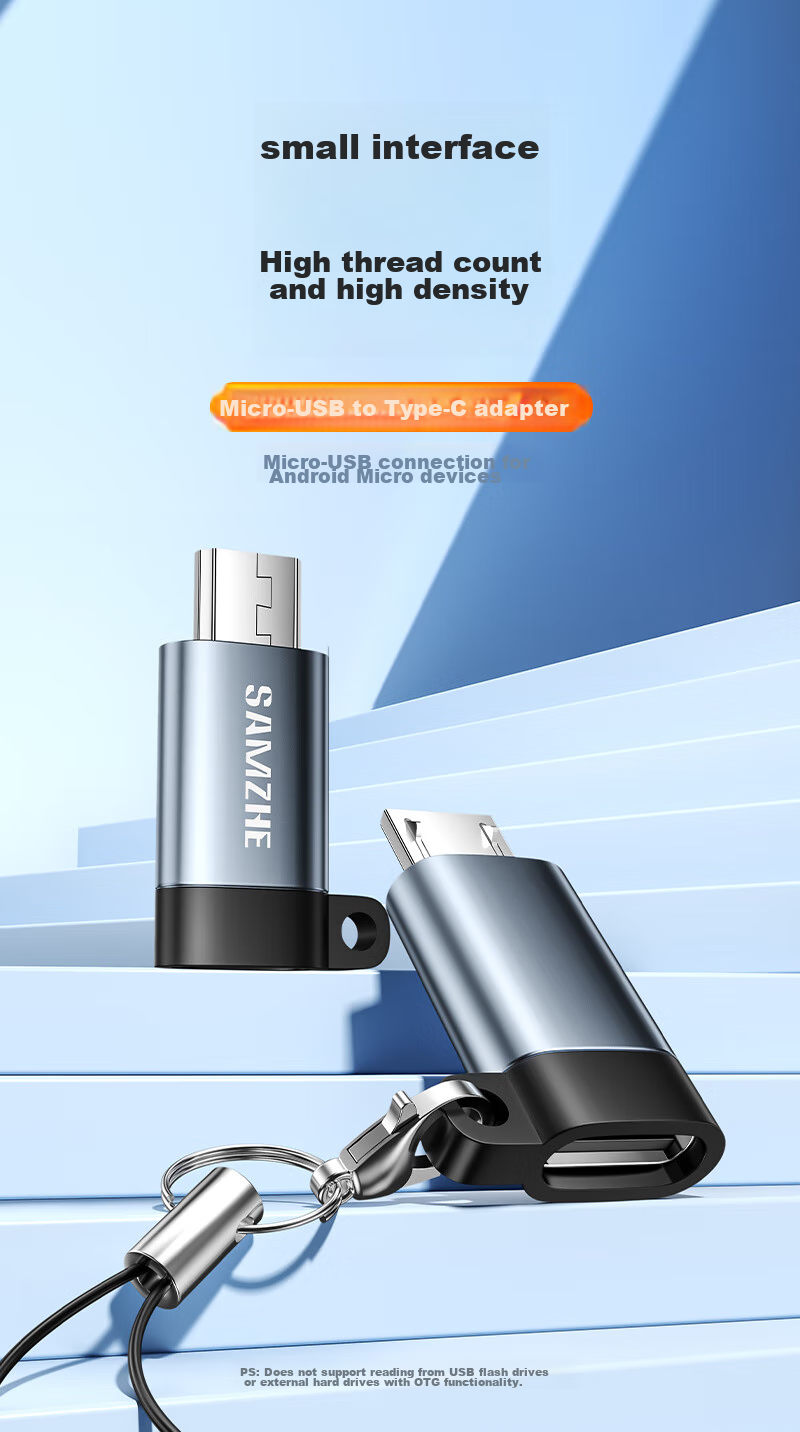 Адаптер SAMZHE Micro USB на Type-C, кабель-конвертер для зарядки и передачи данных, совместим с Huawei, Xiaomi, Samsung, OPPO, Vivo