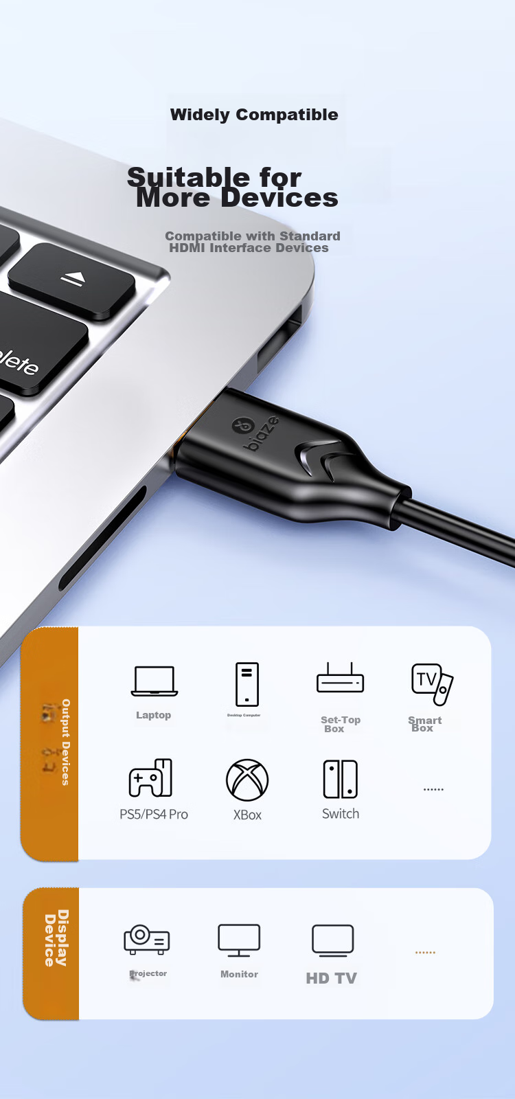 Кабель BIAZE HDMI 2.0, 1.5 метра, цифровой кабель высокой четкости 2K*4K, 3D видеокабель, кабель для подключения компьютера к телевизору