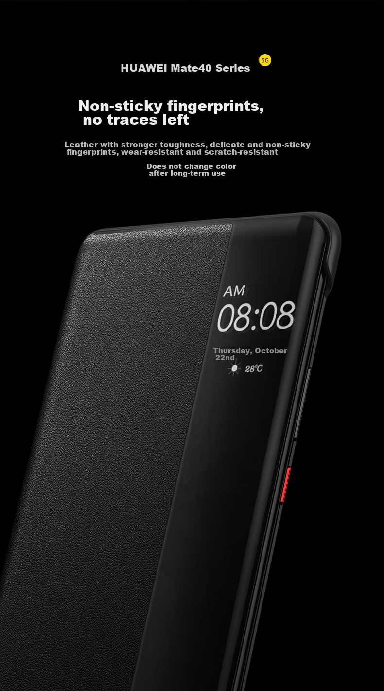 Чехол-книжка Ekakashop для Huawei Mate40, черный, кожаный, бизнес-стиль, с умным окном