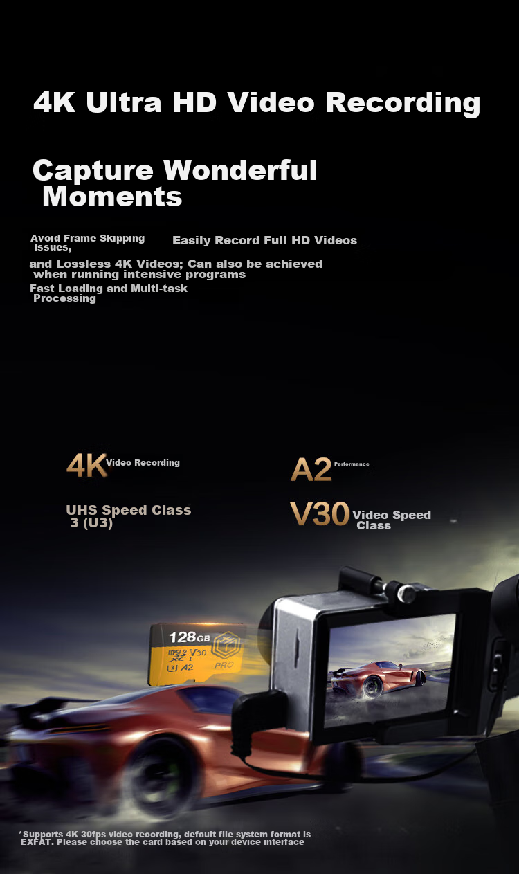 Карта памяти JD Original 128GB TF, 4K Ultra HD, Gold Label Pro Series, U3 V30 A2, для дронов и экшн-камер, скорость чтения 200 МБ/с