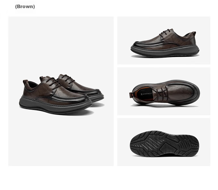 Мужские кожаные туфли MONTAGUT, модель "Business Dress Casual", из натуральной кожи, черные, размер 43