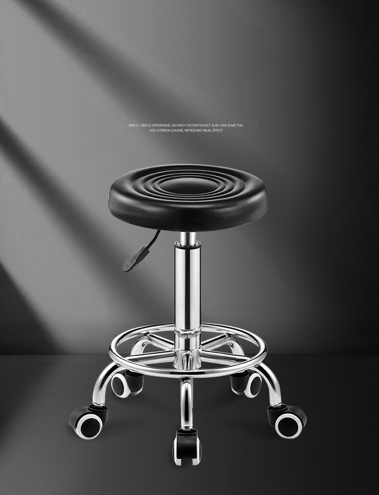 格米森梵 吧台椅升降吧椅旋转吧凳酒吧椅子家用转椅高脚凳靠背圆凳美容凳 B-6 黑色滑轮款